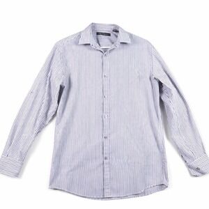 Axist Men's Small Button‎ Down Dress Shirt Striped Purple White Cotton Blend